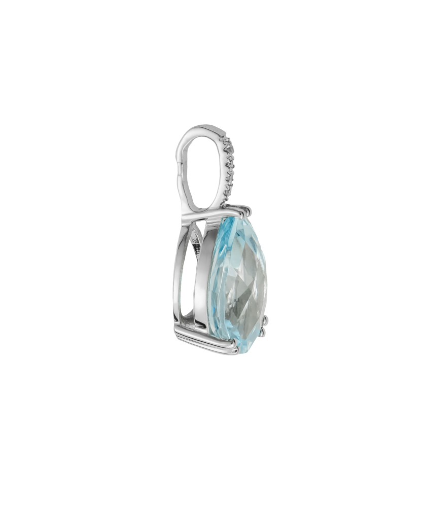 White gold pendant with topaz and diamonds