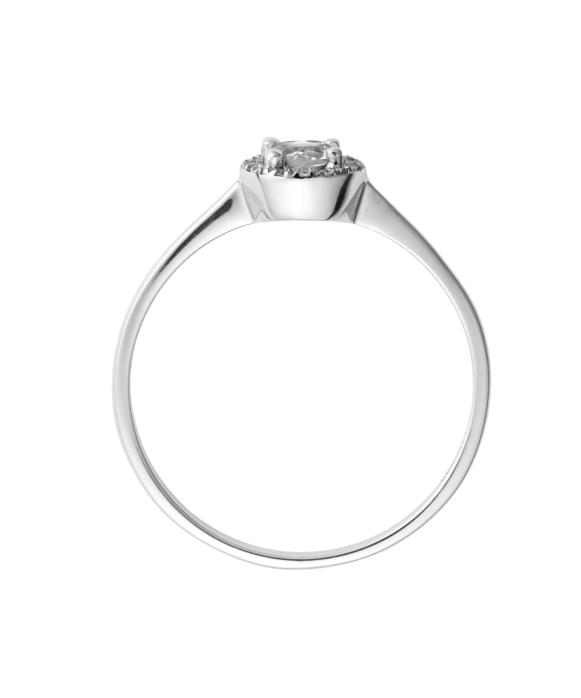 Кольцо из белого золота с бриллиантами и прозрачным топазом