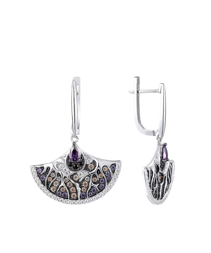 Sterling silver earrings with amethysts and zircons