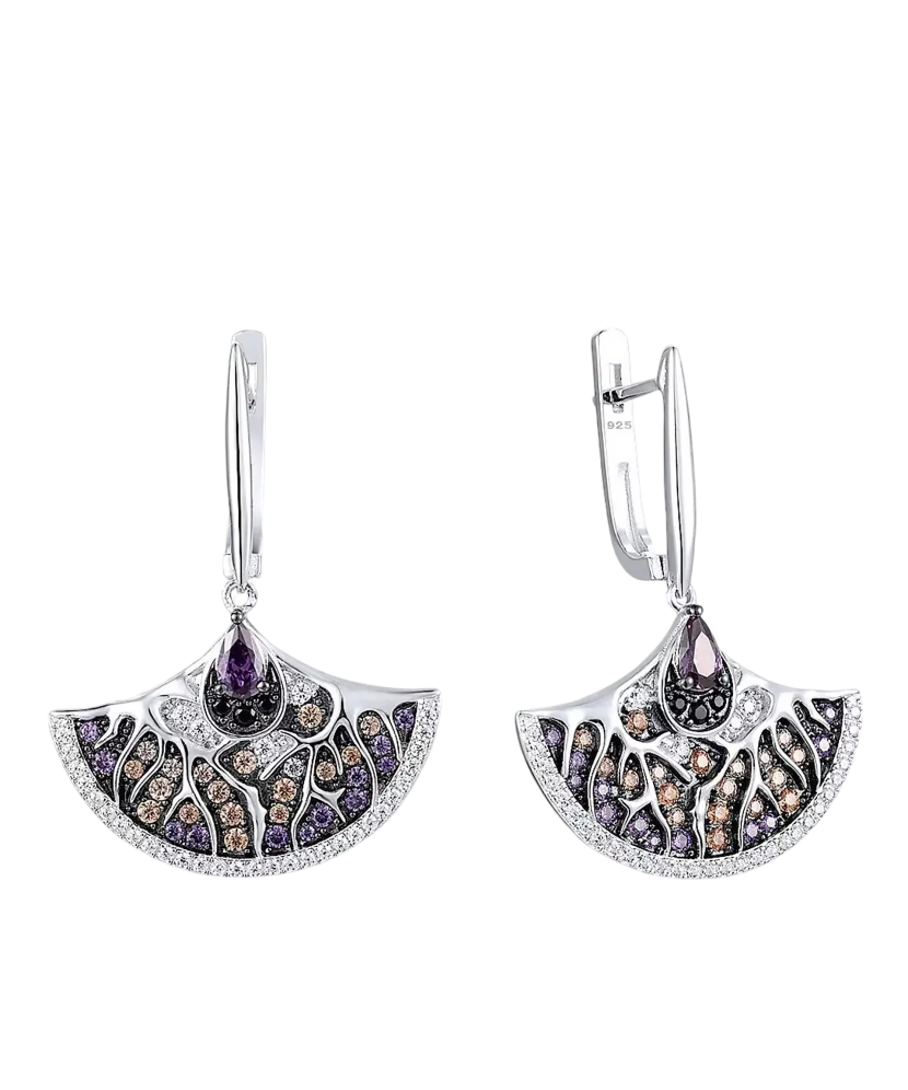 Sterling silver earrings with amethysts and zircons
