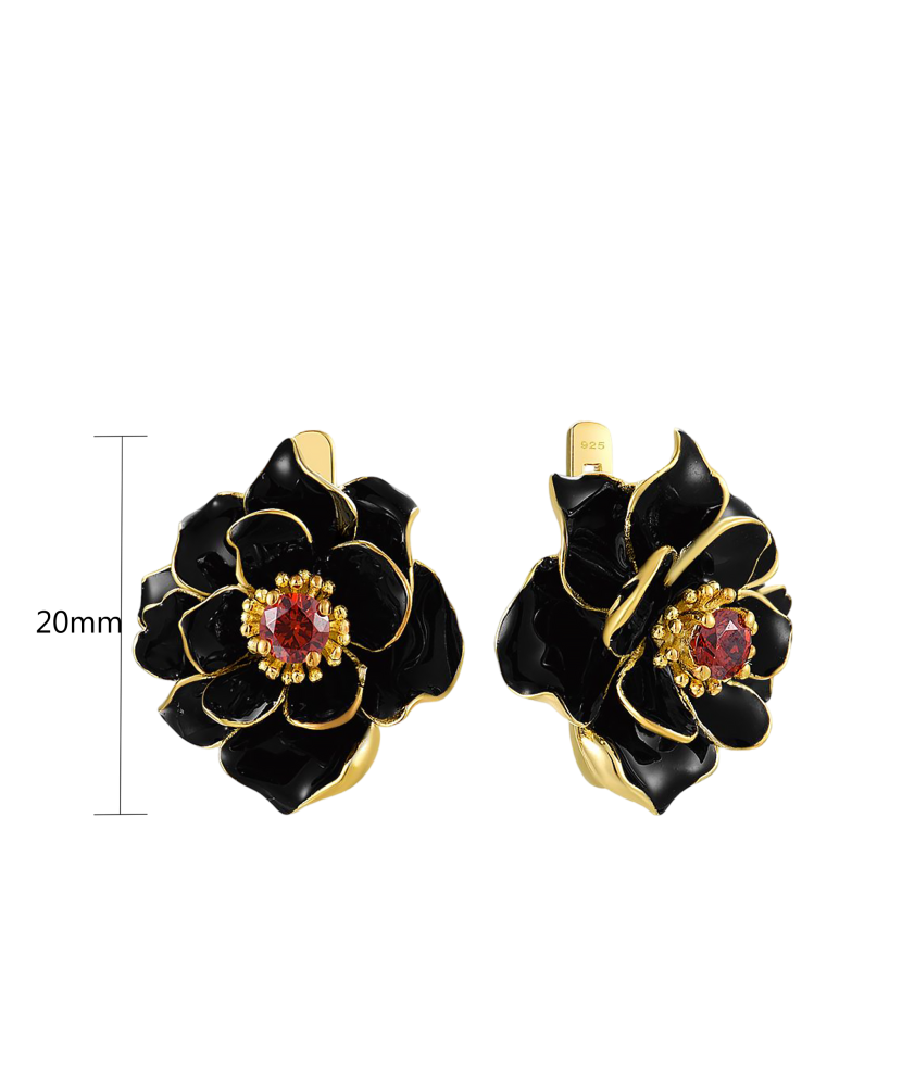 Серебряные позолоченные серьги с цирконом и эмаль