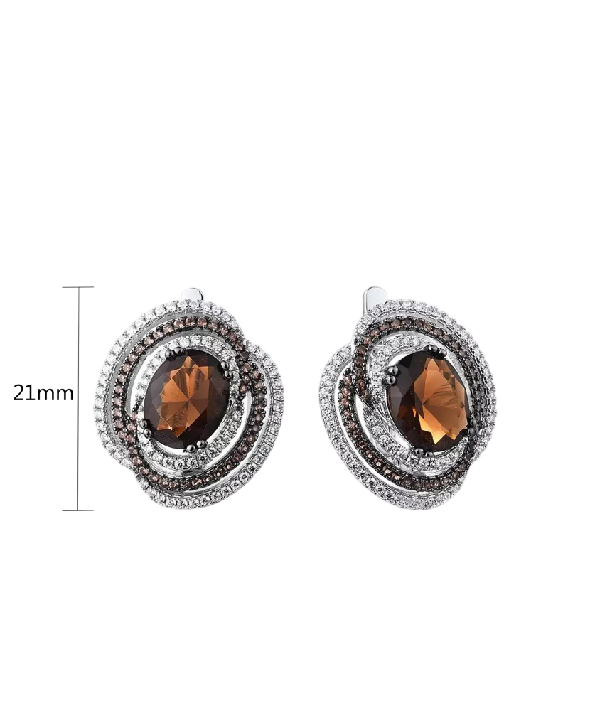 Серьги из серебра с цирконом и шпинели Серьги из серебра с цирконом и шпинели