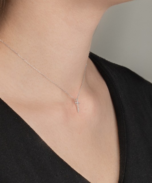 White gold chain with diamonds "Cross"