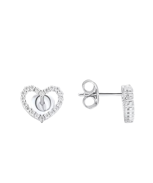 Серьги из серебра с цирконом "Сердцеs"