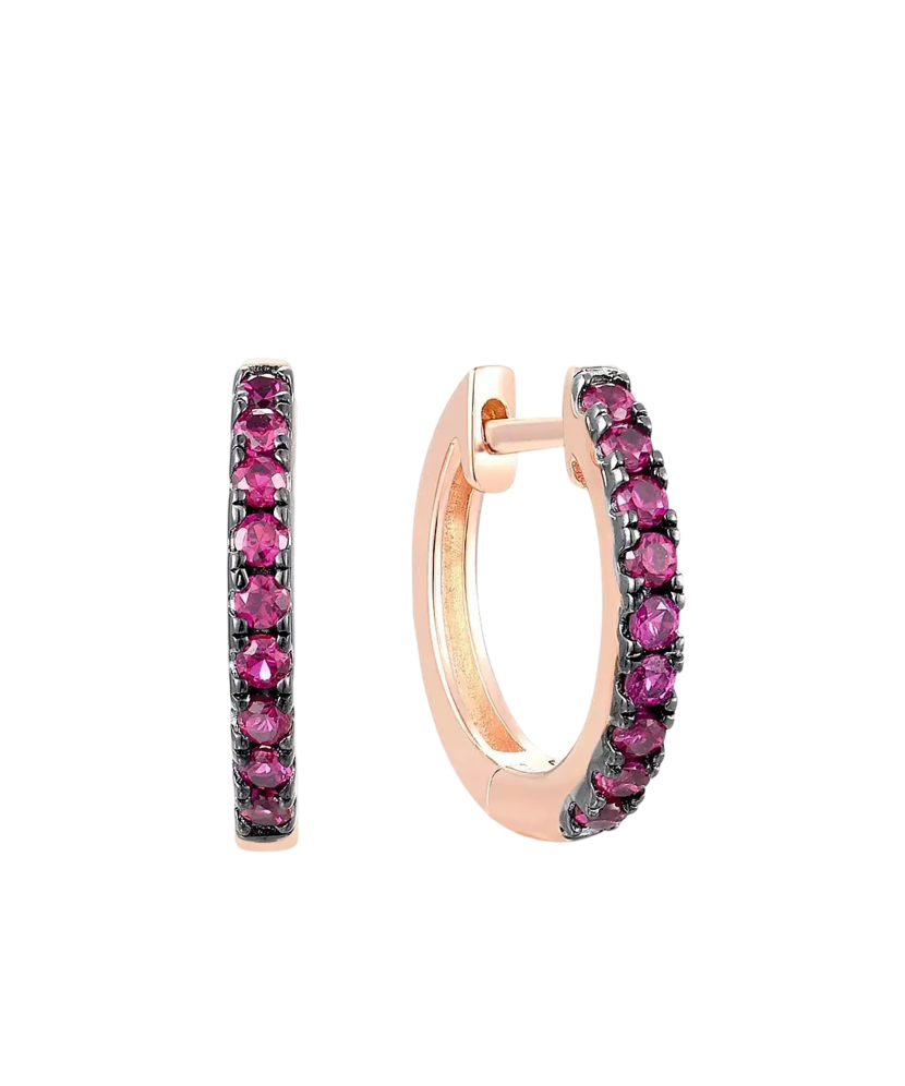 Gilded Sterling Silver earrings with nano rubies