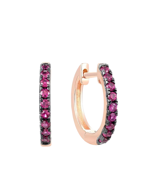 Gilded Sterling Silver earrings with nano rubies