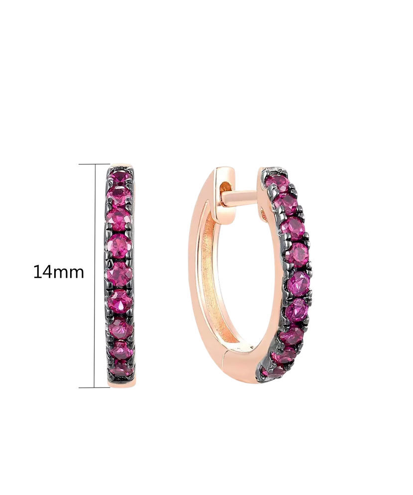 Gilded Sterling Silver earrings with nano rubies