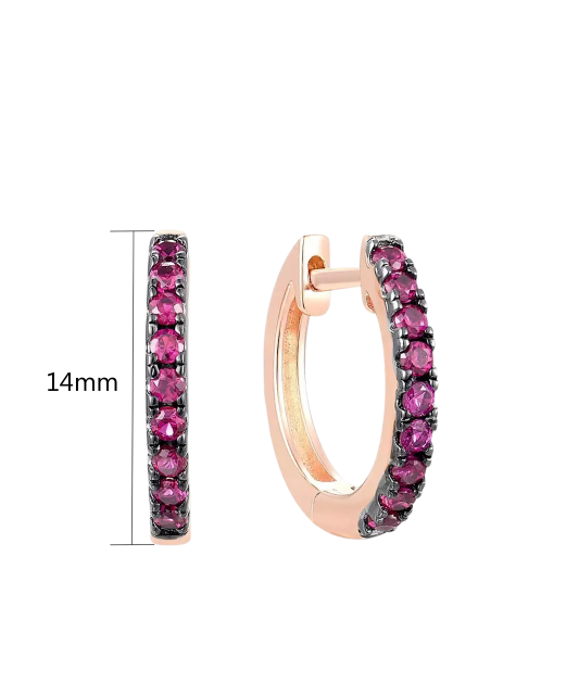 Gilded Sterling Silver earrings with nano rubies