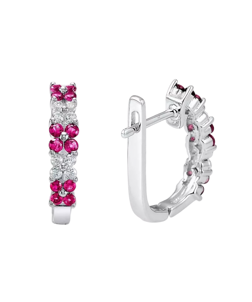 Sterling Silver earrings with nano rubies and zircons Sterling Silver earrings with nano rubies and zircons