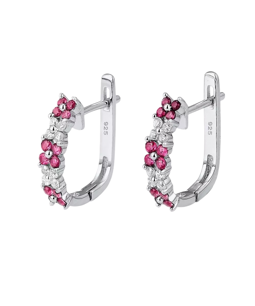 Sterling Silver earrings with nano rubies and zircons Sterling Silver earrings with nano rubies and zircons