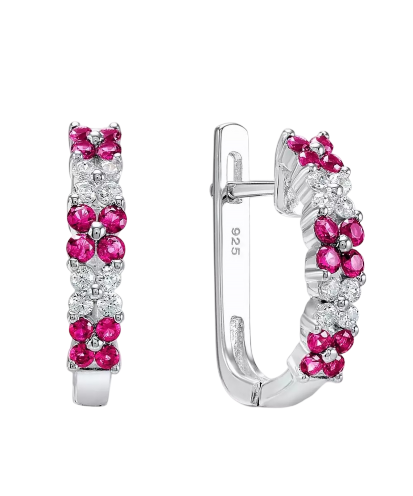 Sterling Silver earrings with nano rubies and zircons Sterling Silver earrings with nano rubies and zircons