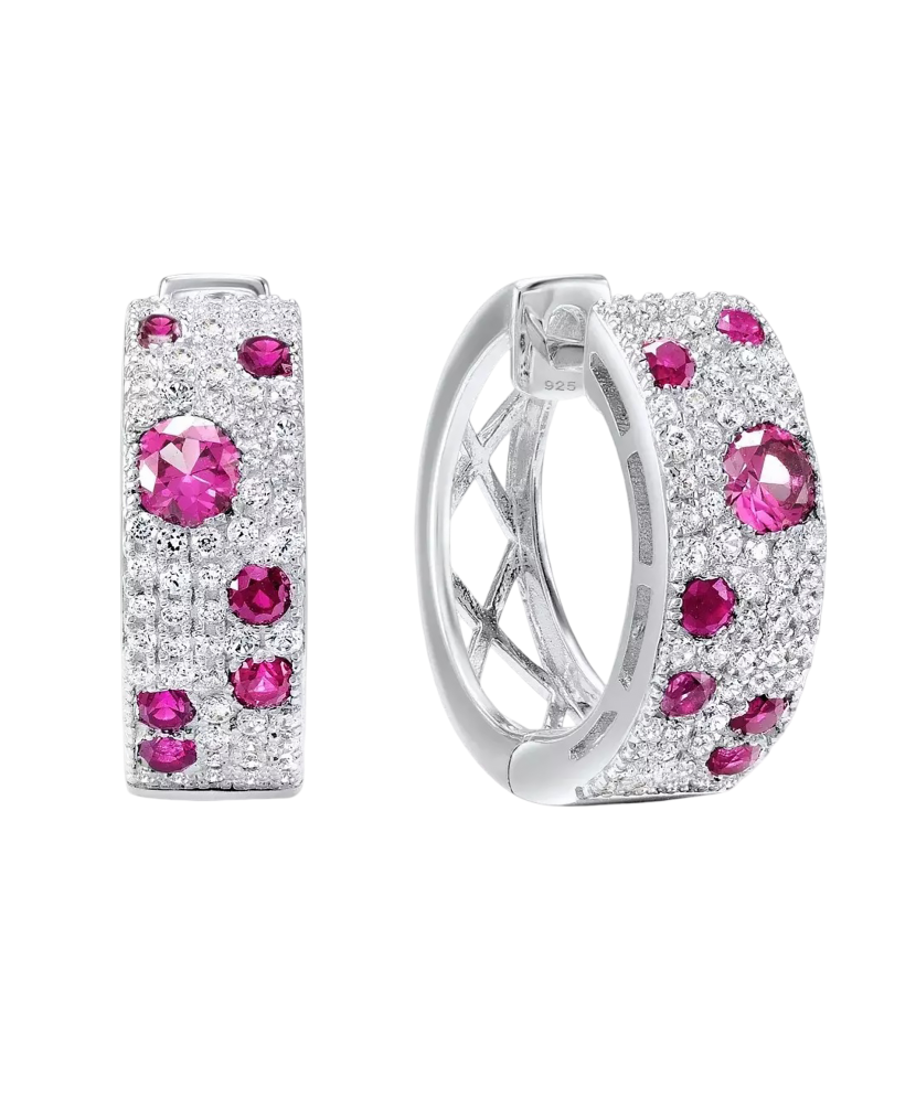 Sterling Silver earrings with nano rubies and zircons