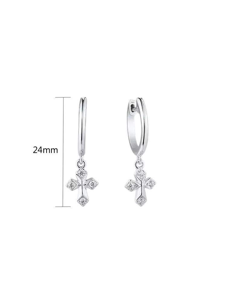 Sterling silver earrings with zircons "Crosses"