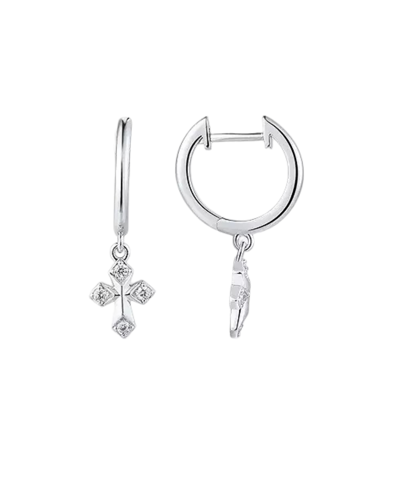 Sterling silver earrings with zircons "Crosses"