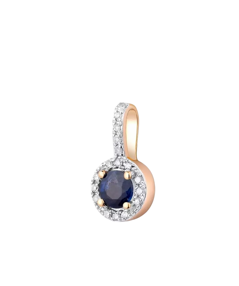 Gold pendant with sapphire and diamonds