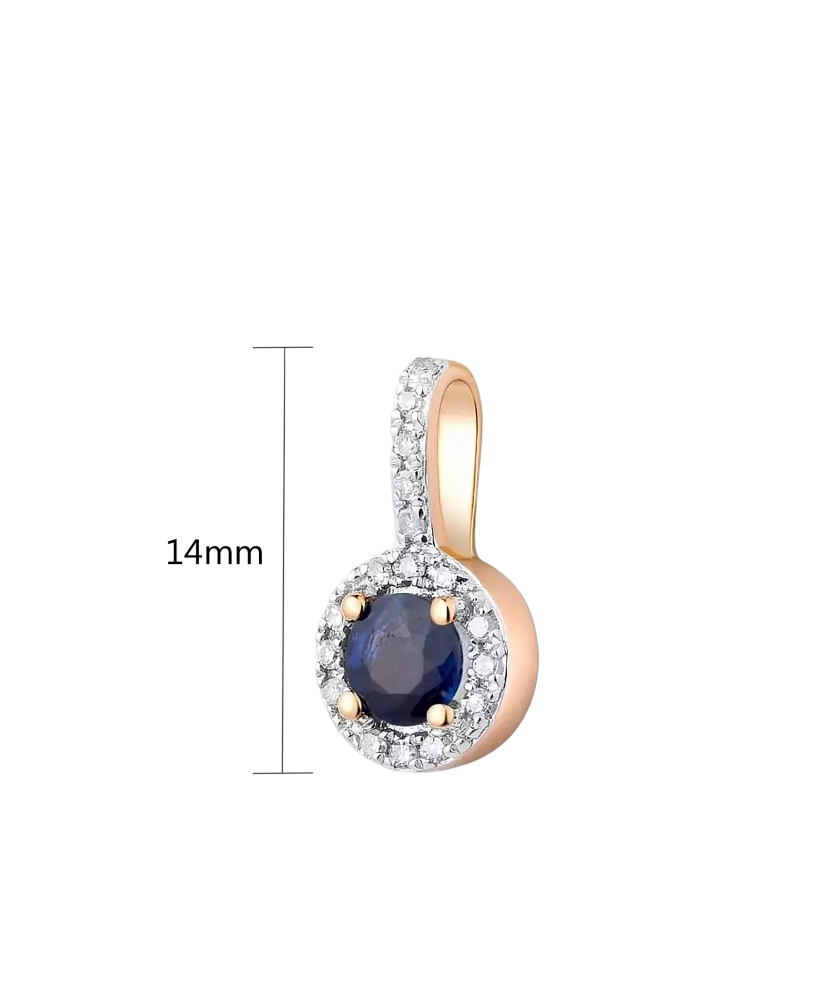 Gold pendant with sapphire and diamonds