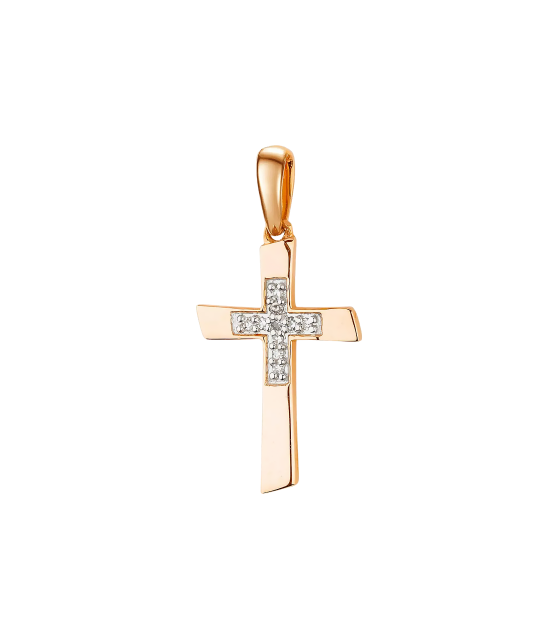 Gold pendant with diamonds "Cross"