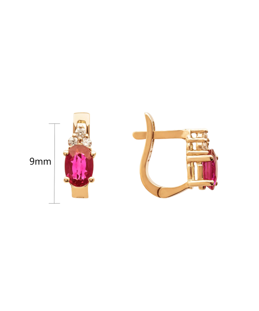Gold earrings with rubies and diamonds