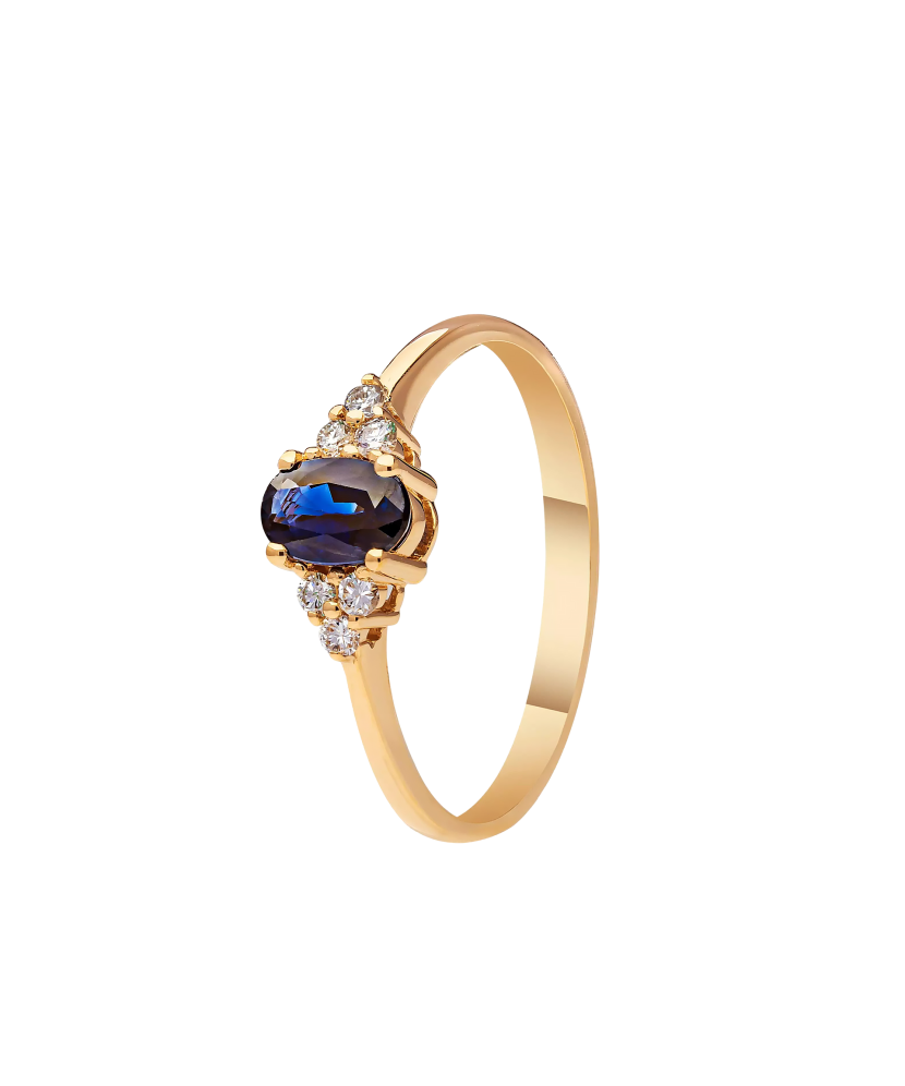 Gold ring with sapphires and diamonds
