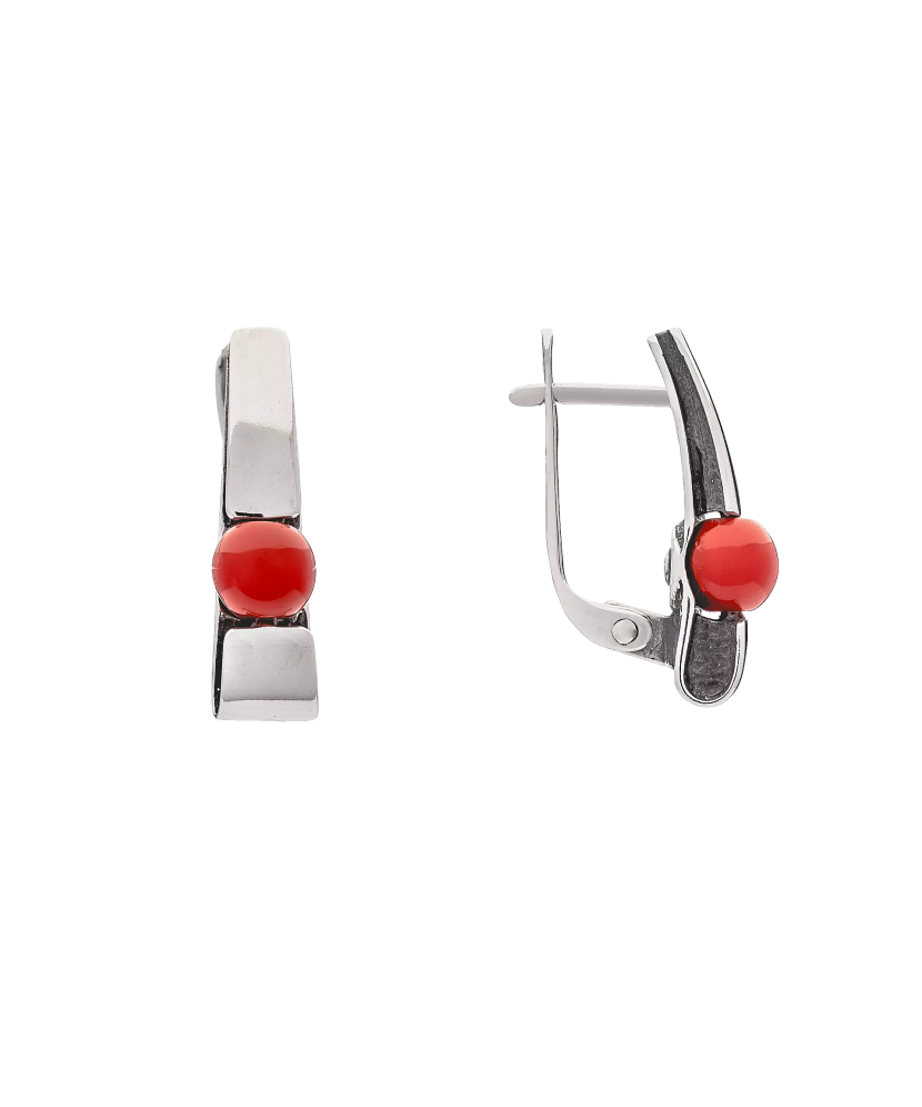 Серебряные серьги с кораллом