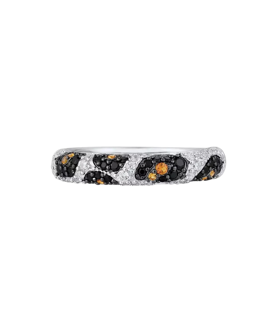 Sterling silver ring with zircons and spinels