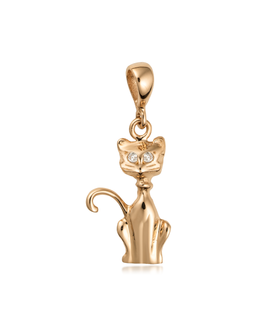 Gold pendant with zircons "cat"