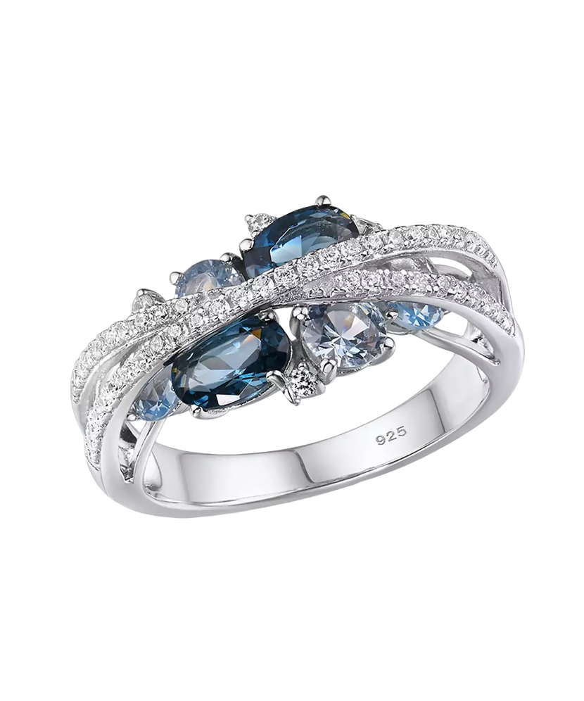 Sterling silver ring with zircons and spinels