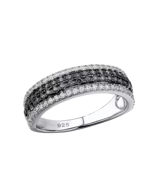 Sterling silver ring with zircons and spinels