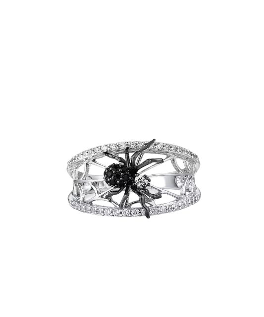 Sterling silver ring with zircons and spinels "Spider"