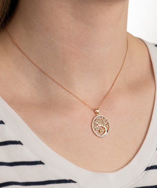 Gold pendant with zircons "Tree of life"