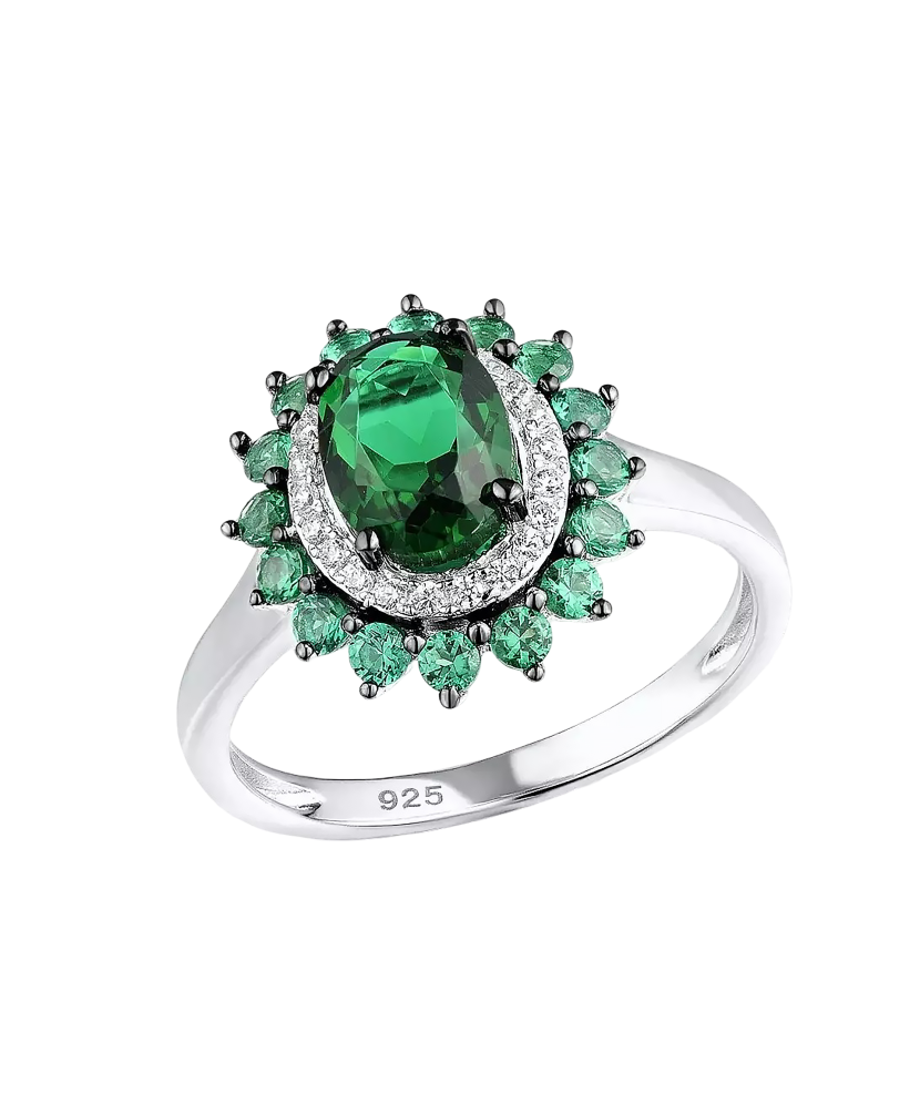 Sterling silver ring with zircons and spinels Sterling silver ring with zircons and spinels
