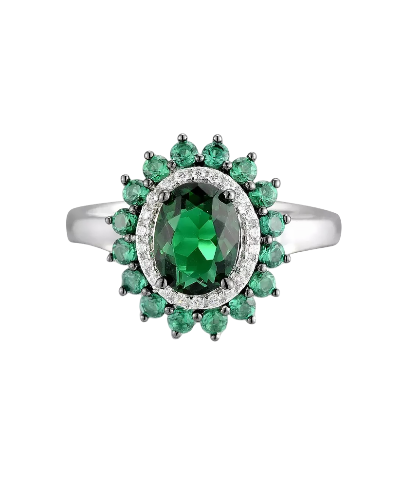 Sterling silver ring with zircons and spinels Sterling silver ring with zircons and spinels