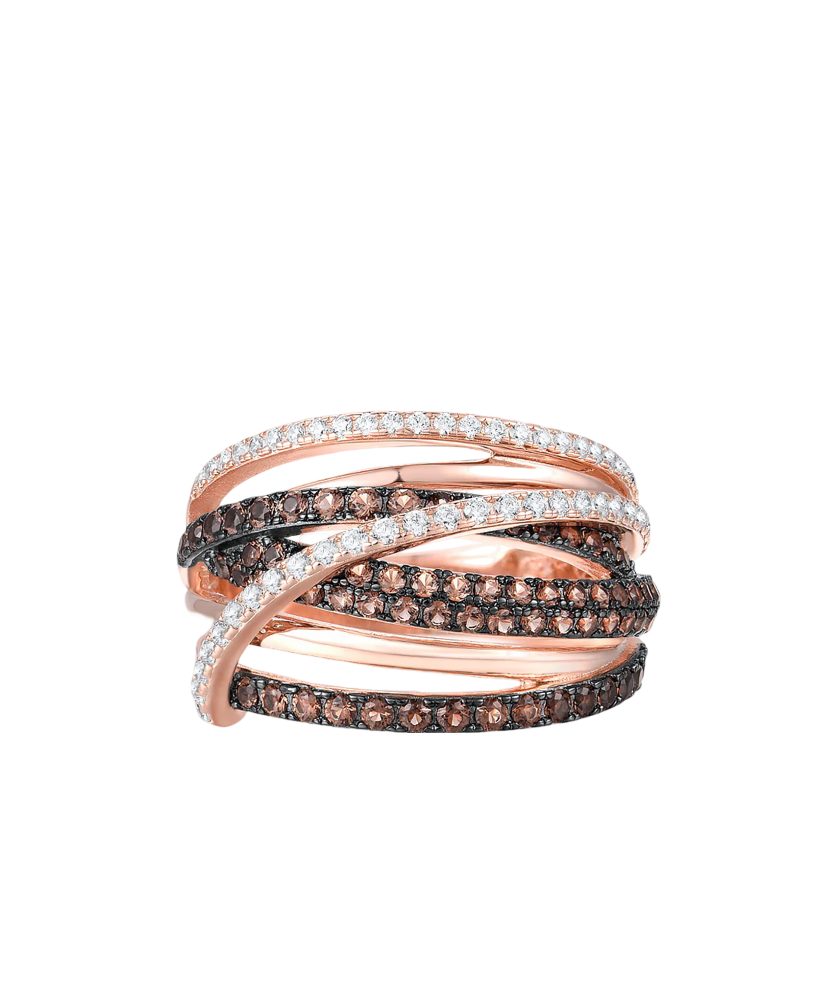 Gilded Sterling silver ring with zircons and spinels