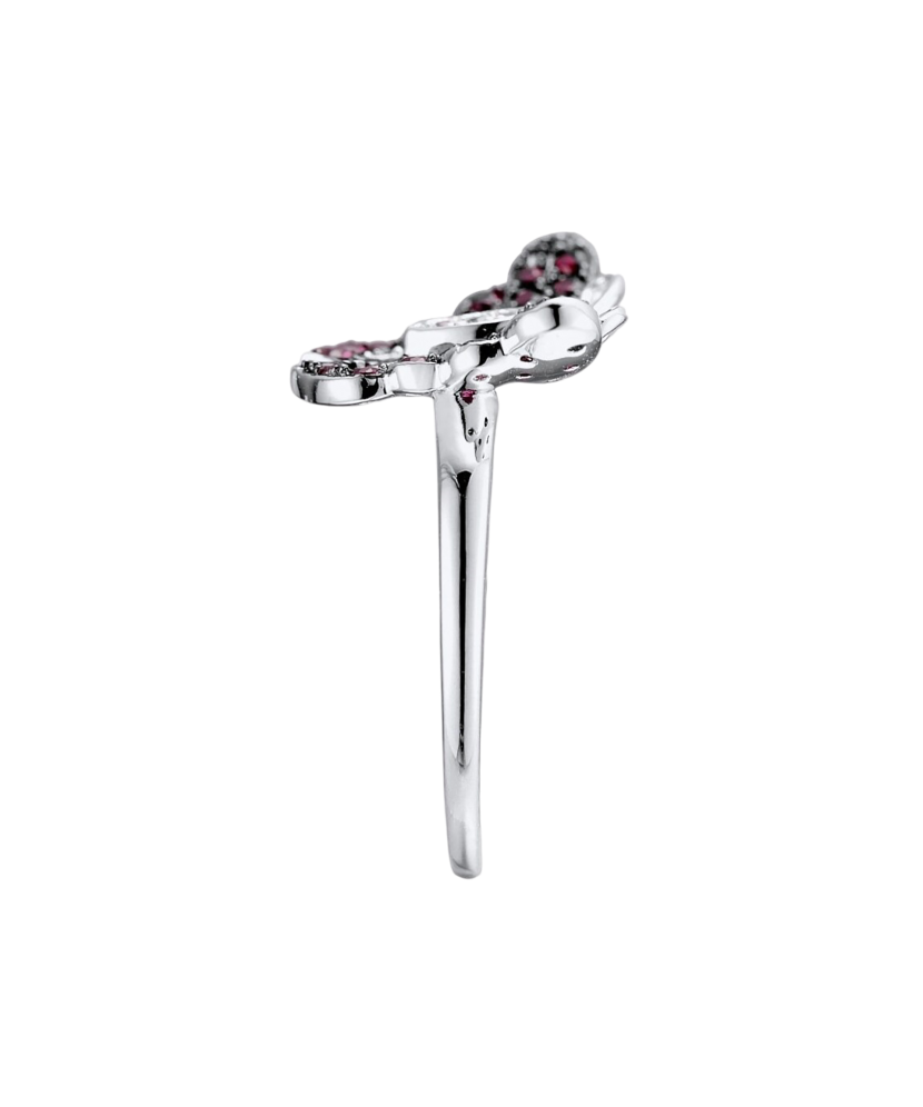 Silver ring with zircons and nano ruby "Butterfly"