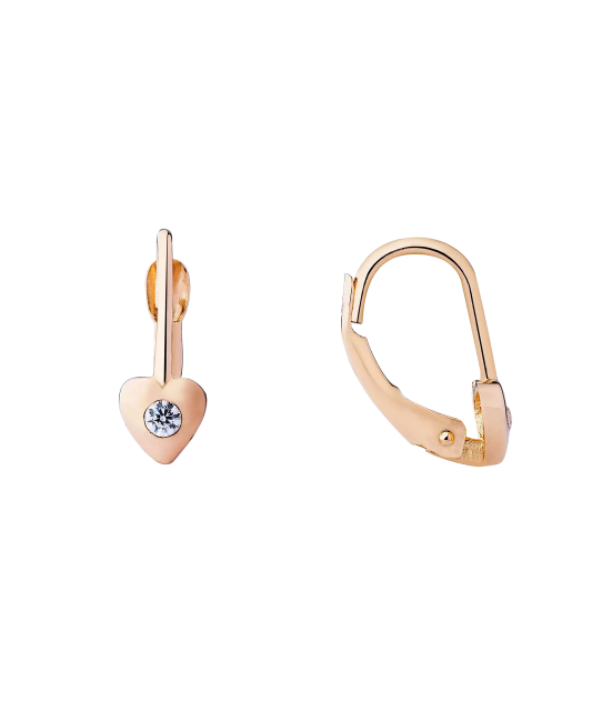 Серьги из золота с фианитами "Сердцеs"