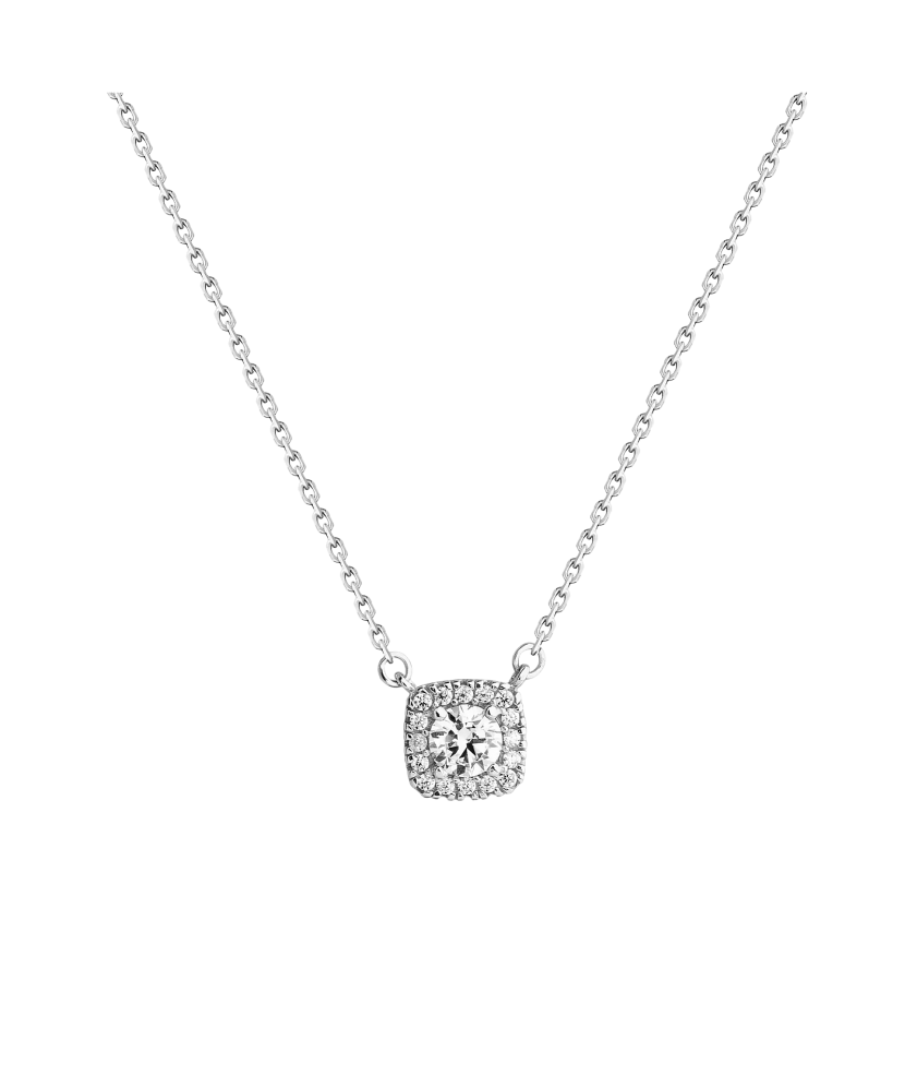 White gold chain with zirconium pendant
