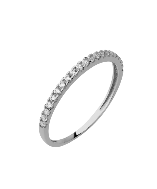 White gold ring with zircons