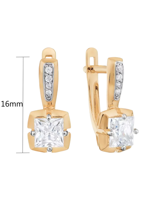 Золотые серьги с цирконом