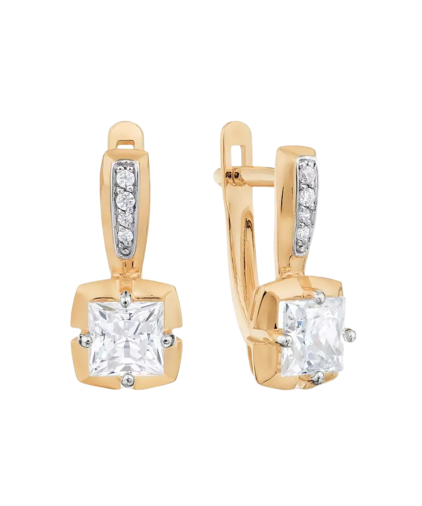 Золотые серьги с цирконом Золотые серьги с цирконом