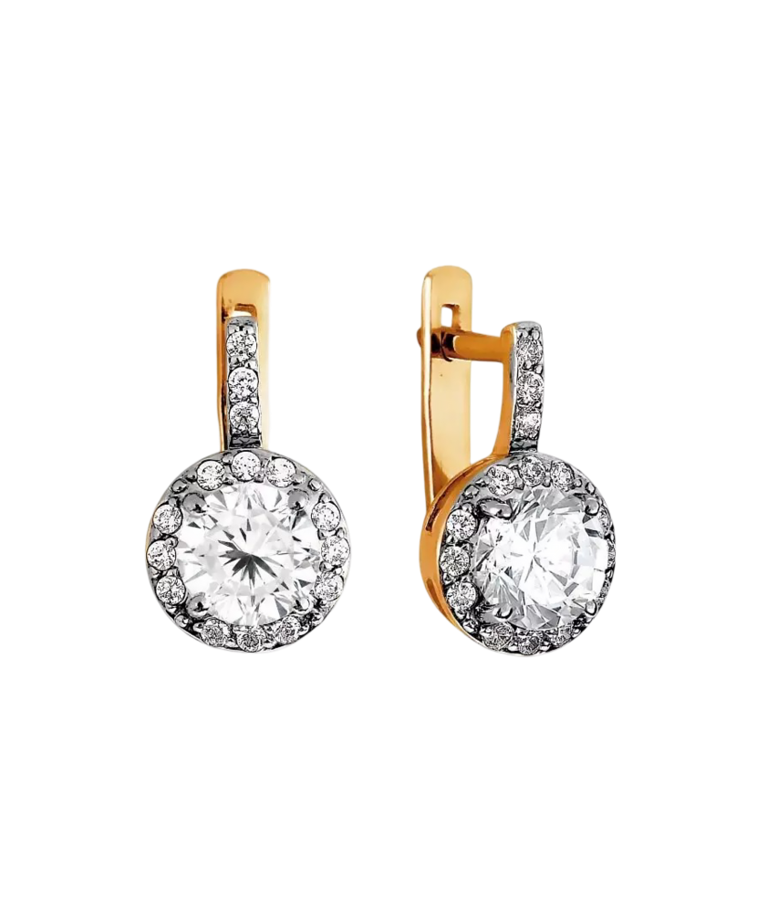 Gold earrings with zirconium