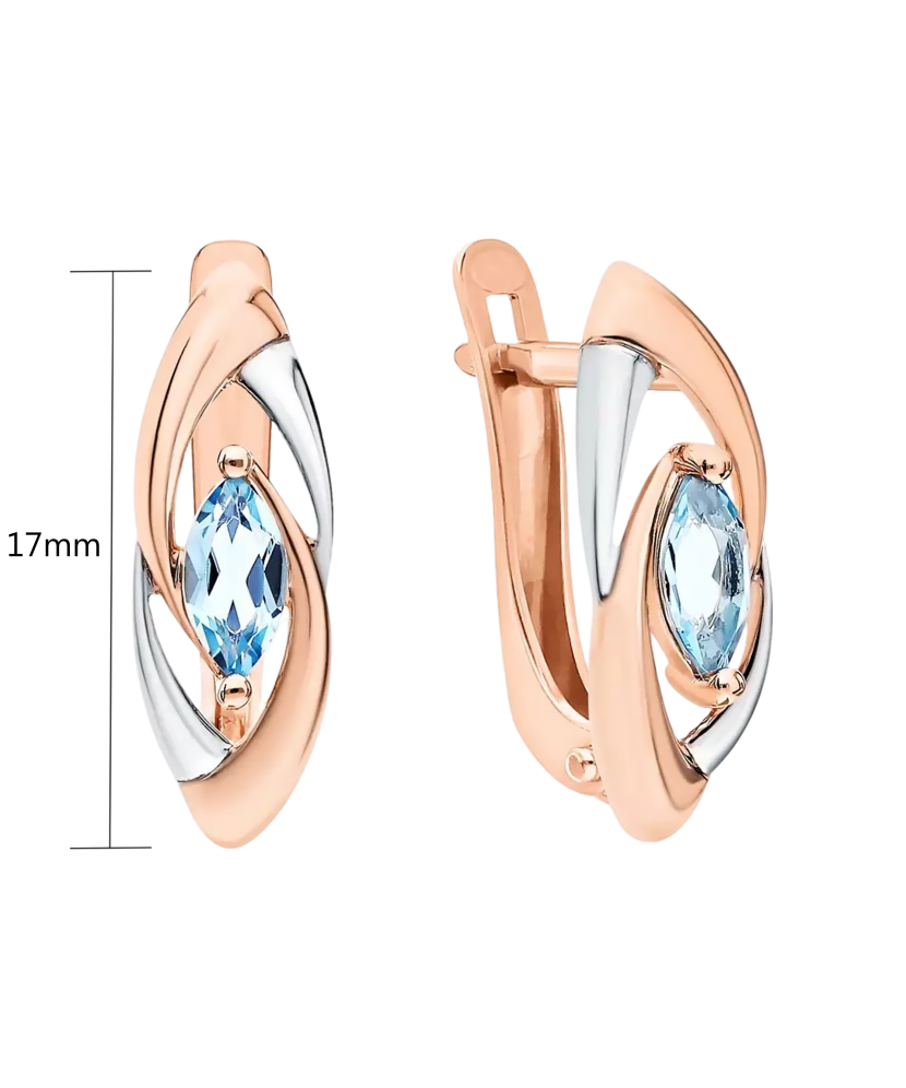 Gold earrings with topaz