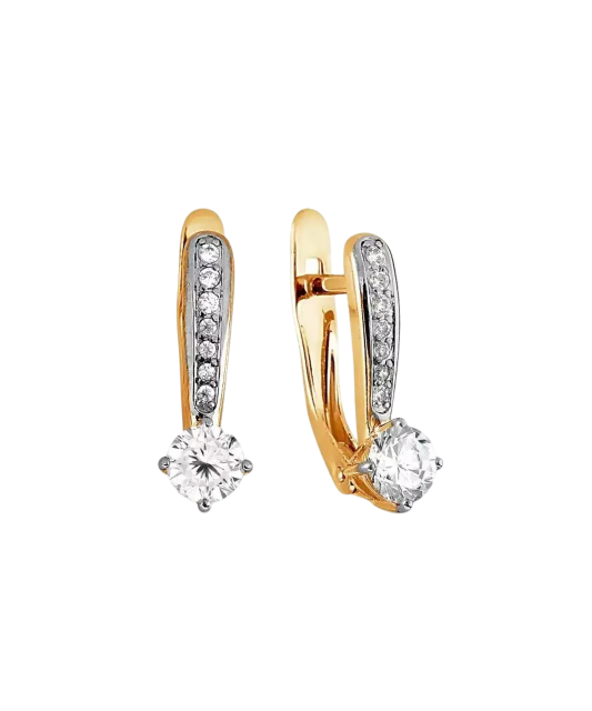 Gold earrings with zirconium