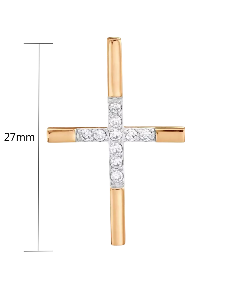 Gold pendant with zircons "cross"