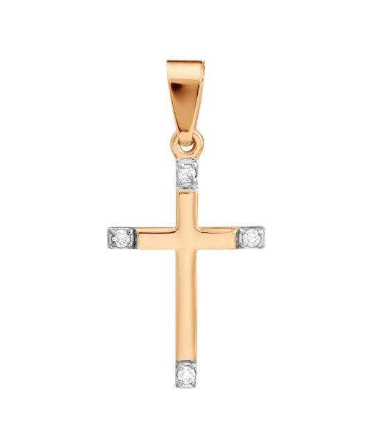 Gold pendant with zircons "cross"