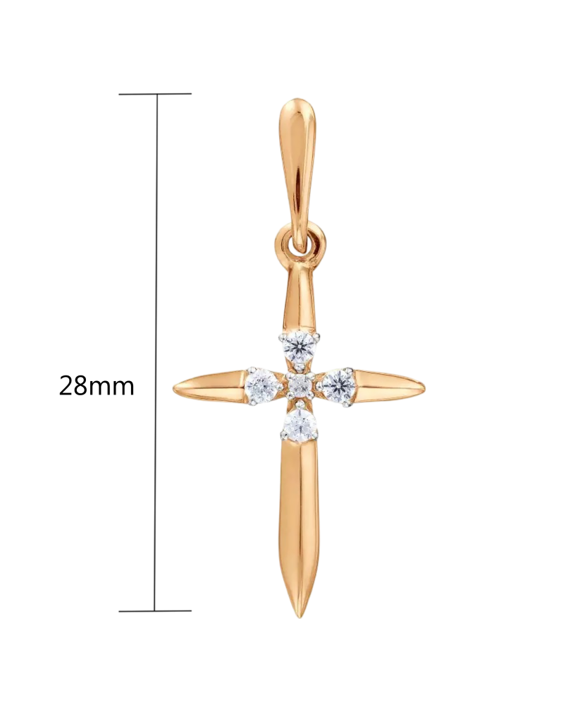 Gold pendant with zircons "cross"