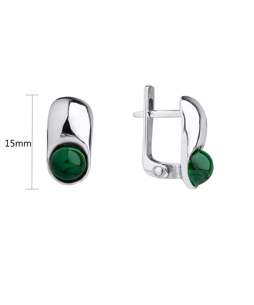 Sterling silver earrings with malachite