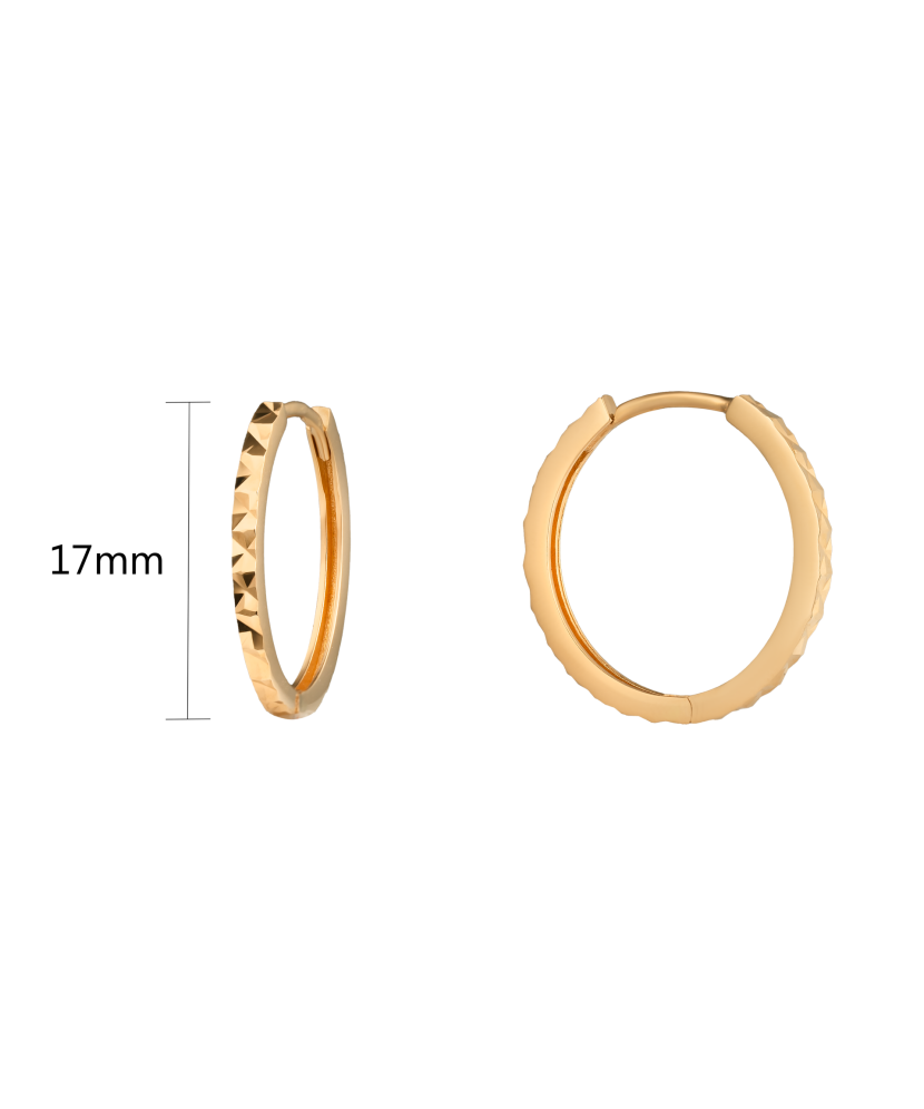Gold engraved hoop earrings 17mm