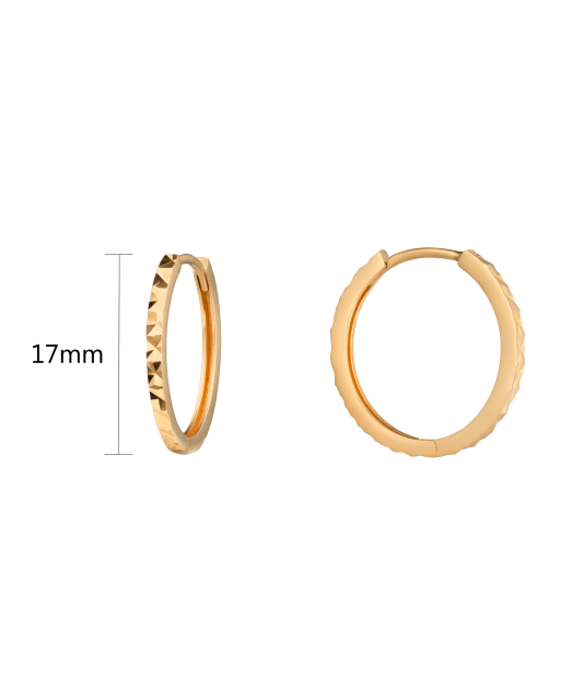 Золотые серьги конго (кольца) с гравировкой 17mm