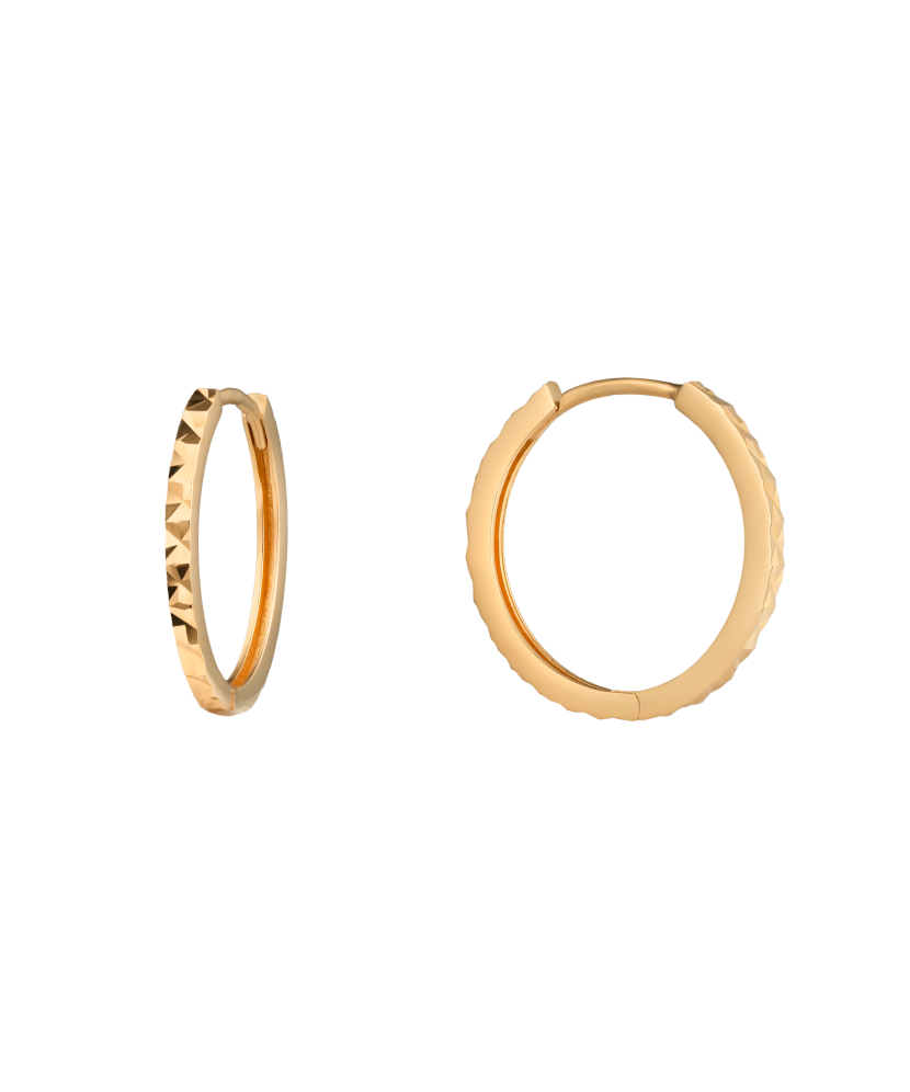 Gold engraved hoop earrings 17mm