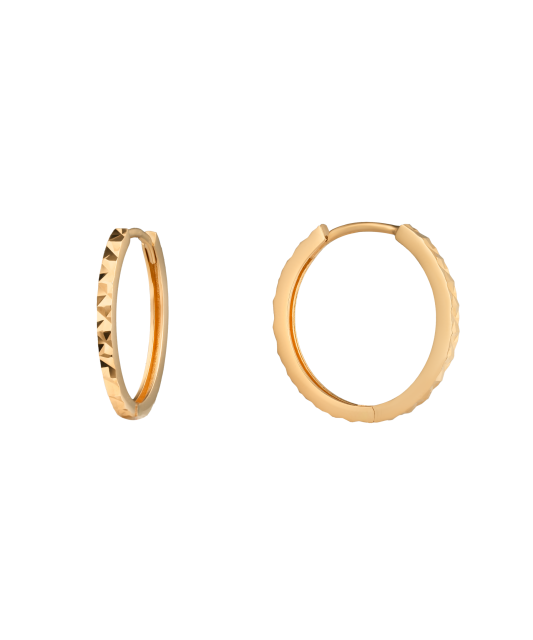 Золотые серьги конго (кольца) с гравировкой 17mm